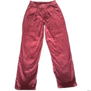 Free People Women’s Red High-Waisted Straight Leg Pants Sz 2